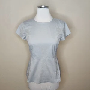 Theory Schößchen Top Bluse Gr. P Petite Grau Stretch Baumwolle Kurzarm - Bild 1 von 8