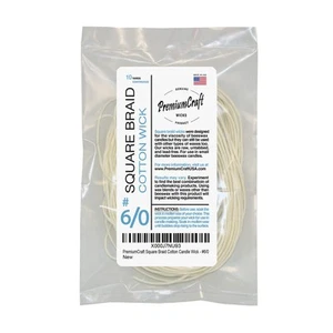 Square Braid Cotton Candle Wick - #6/0 - Picture 1 of 2