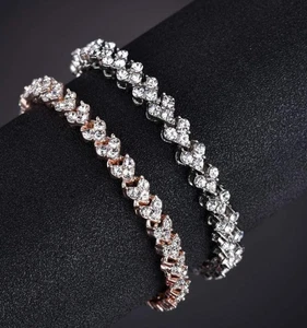 2025 HOT Gold Heart Tennis Bracelet Inlaid With Cubic Zirconia, Latest Bracelet - Picture 1 of 4