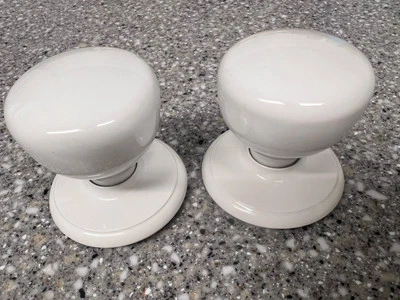RARE Gainsborough GENUINE Porcelain & ALL WHITE Door Knobs ONLY & Fast Free Ship - Image 1 of 3