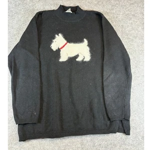 VINTAGE Coldwater Creek Pullover Herren Large schwarz Westie Hund Strick Mock Neck 90s - Bild 1 von 5