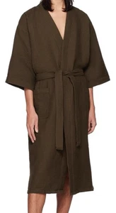 HAY Waffle Bathrobe, One Size, Coffee - Cotton Polyester - Luxury - Designer - Picture 1 of 5