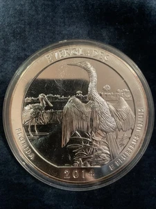 2014 Everglades FL 5oz .999 Fine Silver America the Beautiful US Mint Coin - Picture 1 of 2