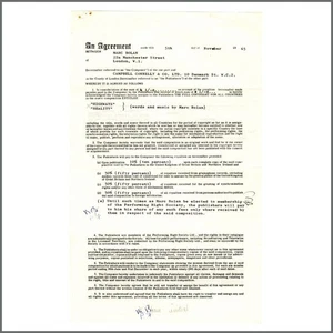 Marc Bolan And His Mother 1965 Signed Song Royalties Contract (UK) - Picture 1 of 2