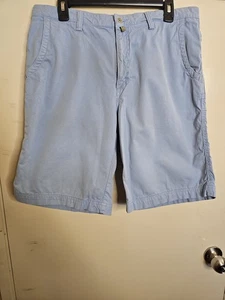 ROBERT GRAHAM Mens Shorts 32 Blue Flat Front Chino Golf Bermuda Cotton Stretch - Picture 1 of 8