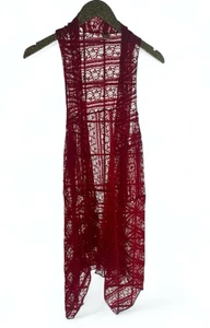 HoneyMe Weste Damen kleine Spitze ärmellos lang Staubwedel Cardigan Häkel Boho - Bild 1 von 4