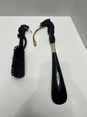 "De colección MCM Cepillo y Cuerno de Zapato Cepillo Cabeza de León 8"" y Cabeza de Caballo Zapatero 12""" Foto 1 de 4