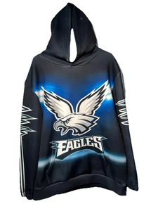 Philadelphia Eagles Hoodie Size XXL Black Pockets Graphic Print Stretch - Picture 1 of 8