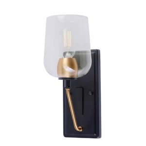 Forte Lighting Palmer 1 Light Wall Sconce, Black/Soft Gold/Clear - 5726-01-62 - Picture 1 of 1