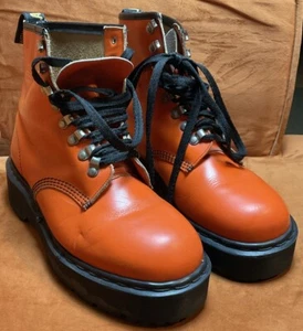 VTG 80’s Dr.Martens England Made Orange Boots Size Uk 9 - Picture 1 of 10