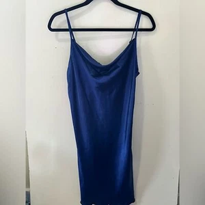woman's Y2k Royal blue Bebe size Large Elegant Blue Slip Dress - Picture 1 of 10