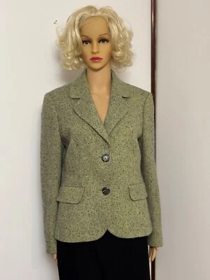 Женский блейзер Ann Taylor из шерстяной смеси на двух пуговицах с подкладкой оливковый размер 12 - Изображение 1 из 4