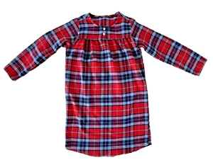 Lands' End Nightgown Red Plaid Flannel Sleeping Gown Long Sleeve Girls Size 10 - Picture 1 of 4