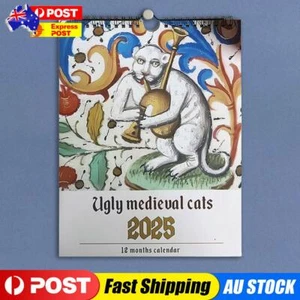 Medieval Cat Calendar 2025 Medieval Cat Painting Wall Calendar Home Decoration - Picture 1 of 9