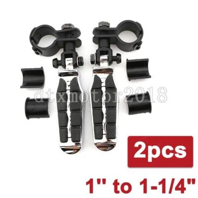 1" 1-1/4" Highway Black Footpegs Mount Clamps For Honda Magna Rebel 250 Shadow - Изображение 1 из 4