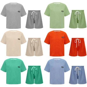 Unisex Kids Suit Running Outfit Sportswear Set Football Exercise Waffle Team - Picture 1 of 54