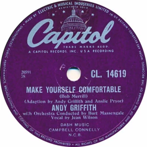 78 RPM - Andy Griffith - Make Yourself Comfortable / No Time for Sergeants 1955 - Imagen 1 de 2