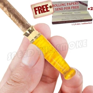 Filtro de cigarrillo reutilizable de bolsillo de palo de rosa amarillo papeles de liar puntas de filtro - Imagen 1 de 5