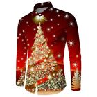 Christmas Party Button Down Shirt For Men Casual Long Sleeve T Dress Up Top