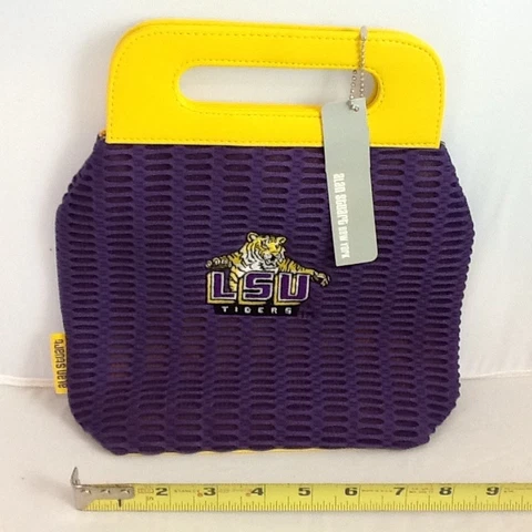 LSU Tigers Alan Stuart small mesh purse bag tote embroidered logo, NWT!! Cover