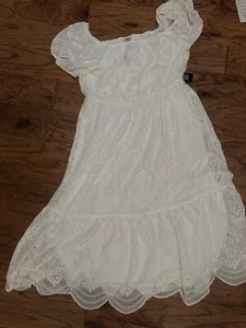 NWT Express eyelet lace midi dress off the shoulder Boho Portrait Size XL Og Day - Picture 1 of 8