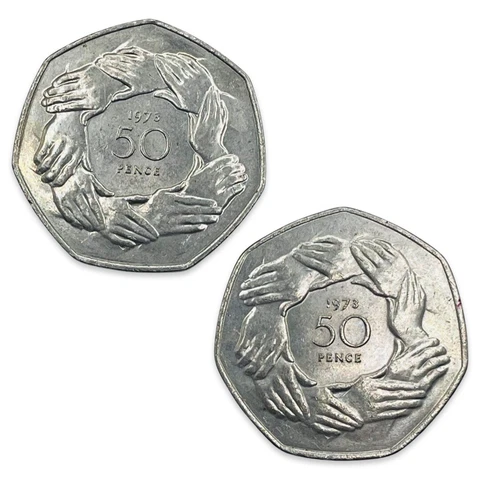 Lot of 2 Great Britain 50 Pence Coins 1973 Entry Into EEC Commemorative #GB71711 Cover