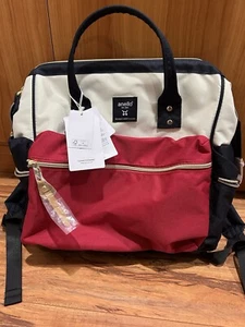 ANELLO BACKPACK by CARROT Co in Japan Tricolor canvas lined beige red blue zip - Picture 1 of 9