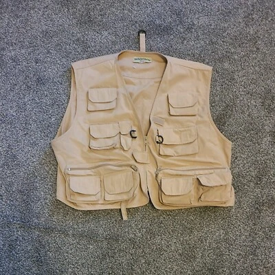 Wilderness Pro Unisex Hunting Fishing Khaki Vest Pockets Zippered  - Image 1 of 4