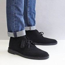 Clarks Desert Boots Black Suede Size 11m Ebay