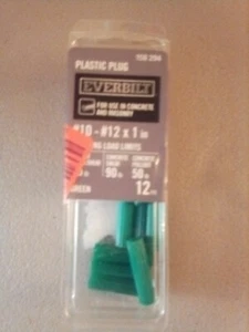 Everbilt Plastic Plug 158294 Green #10-#12x1"  Qty 12 (M2) - Picture 1 of 1