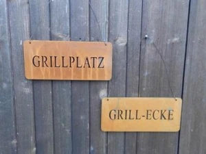 2er Set dekorative Eisenschilder Grillplatz  Grillecke rostig Geschenk - Bild 1 von 1