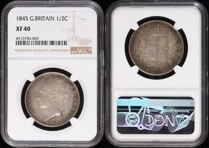 1845 Great Britain Half Crown - NGC XF-40 - 1845/3 KM# 740!! - Picture 1 of 5