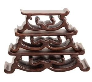 3 Pcs Small Ebony Wood Rack Bonsai Pot Statue Vase Craft Jewelry Display Stand - Picture 1 of 4