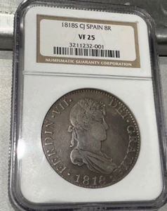 1818 S CJ Spain 8 Reales 8R NGC VF-25 - Picture 1 of 2