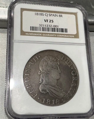 1818 S CJ Spain 8 Reales 8R NGC VF-25 - Image 1 of 2