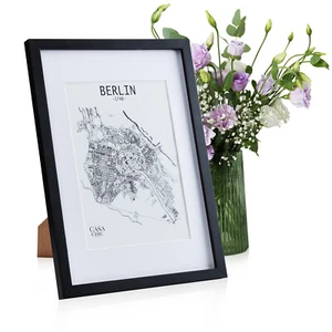 Bilderrahmen rechteckig DIN A4 21x30 cm Fotos Passepartout Glas Echtholz Schwarz - Bild 1 von 12