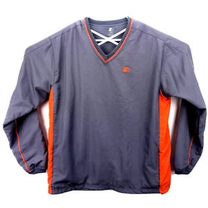 Starter Men's Pullover Size M 38-40 Long Sleeve V-Neck Windbreaker Gray/Orange - Picture 1 of 7