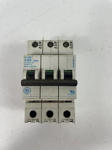 GE General Electric C63 Amp Type C Circuit Breaker MCB 3 Phase Pole, 639 Tested - Picture 1 of 9
