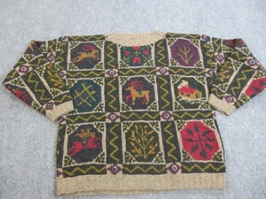 Vintage Lands End Sweater Mens Large Wool Winter Holiday Nordic Outdoors Knit - Picture 1 of 12