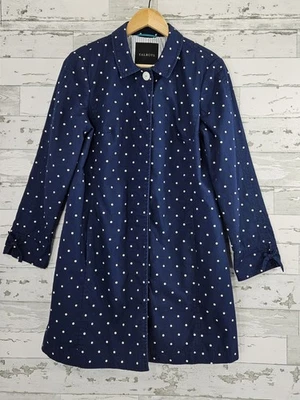 Talbots синий горошек пальто куртка Welt карманы кнопка застежки хлопок женщин 8 - Изображение 1 из 4