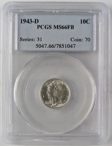 1943-D Mercury Silver Dime 10c PCGS MS66 FB Full Bands 7851047 - Picture 1 of 4