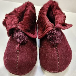 Vintage Felt / Wool Toddler Booties / Shoes - Burgundy - McLellans - 5" long - Picture 1 of 12