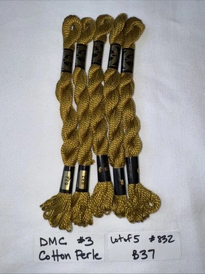 DMC Cotton Perle #3 Pearl GOLDEN OLIVE GREEN 832 Embroidery Floss 15m/5g B37 - Image 1 of 2
