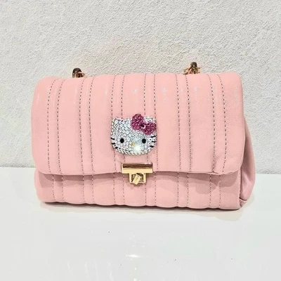 Borsa a tracolla Hello Kitty in pelle rosa rondine usata in 2 vie - Immagine 1 di 4