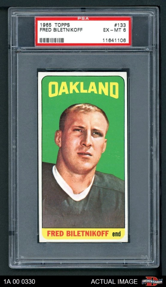 1965 Topps #133 Fred Biletnikoff Raiders SHORT-PRINT RC HOF Florid PSA 6 - EX/MT - Image 1 of 2