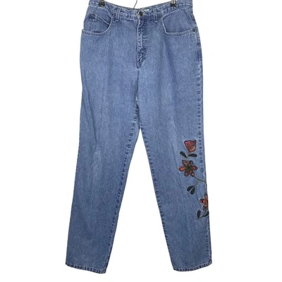 VTG Democracy Weekend Floral Embroidered Jeans Size 12 Made in USA Tencel Blend - Image 1 of 4