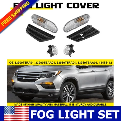 Paquete de 6 piezas de cubierta de lámpara de señal de giro de luz antiniebla de parachoques para Honda Pilot 2016 2017 2018 Foto 1 de 4