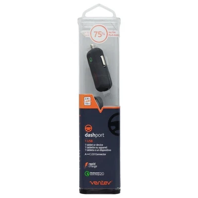 Cargador de coche Ventev Dashport Mini carga rápida 2.0 con cable USB-C - gris Foto 1 de 2