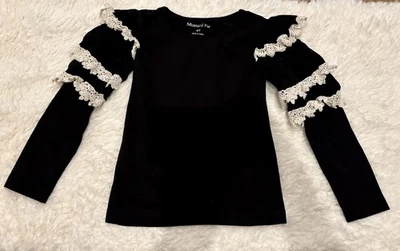 Camisa Top Mustard Pie Niñas Talla 4t Volantes Manga Larga Negra Foto 1 de 4