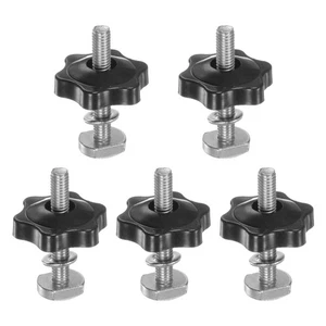 5 Set T Track Bolts Knob Kit M6 x 40mm Threaded Bolts M6 x 32mm Hex Black - Picture 1 of 6
